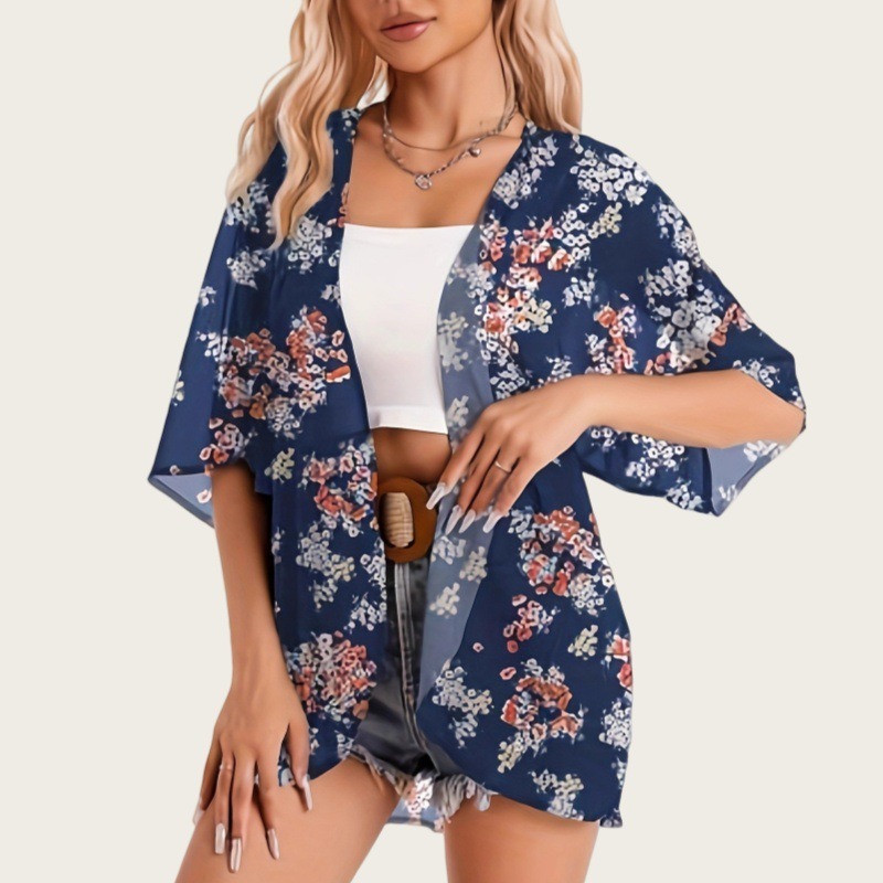 Kimono Sheer Floral - Swimsuit Woman 2025 Kimono Cardigan Sheer