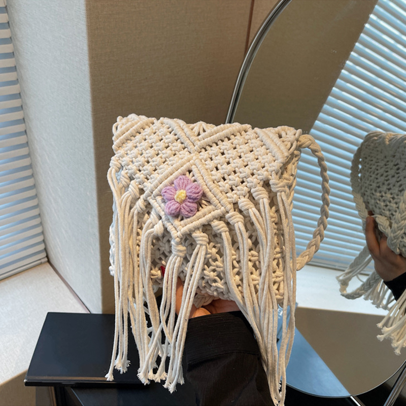 Crochet Bag Raffia - Summer Bags For Women Handmade Tassel
