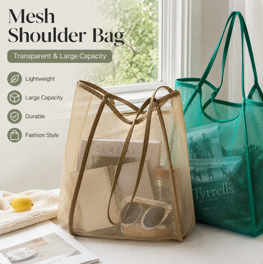 Tote Bag Beach - Mesh Beach Bag Lightweight, Breathable &