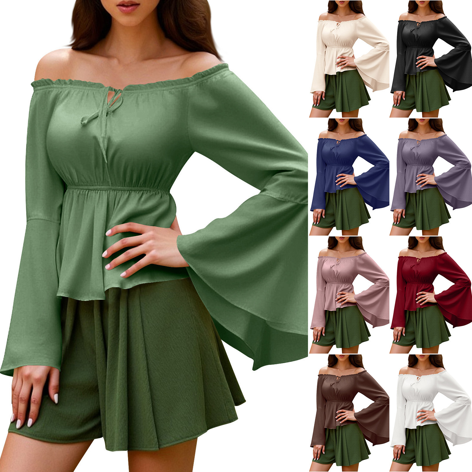 Blouse Off Shoulder - Womens Blouse Gothic Renaissance Flare Sleeves