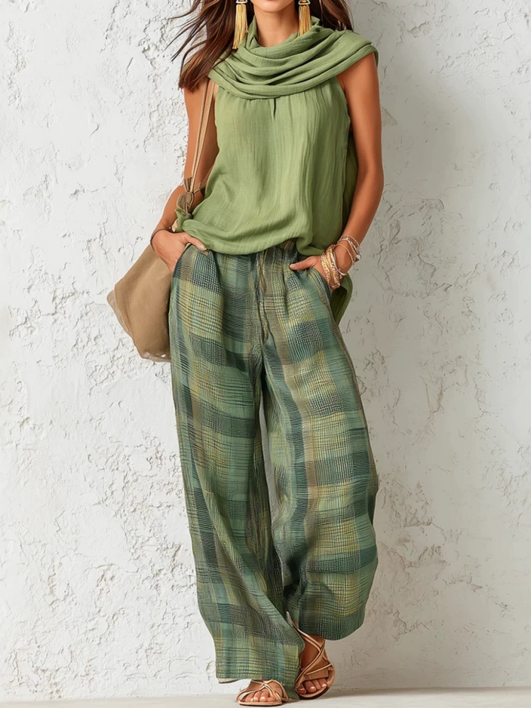 Linen Pant Wide - New Summer Women Pants 2 Piece