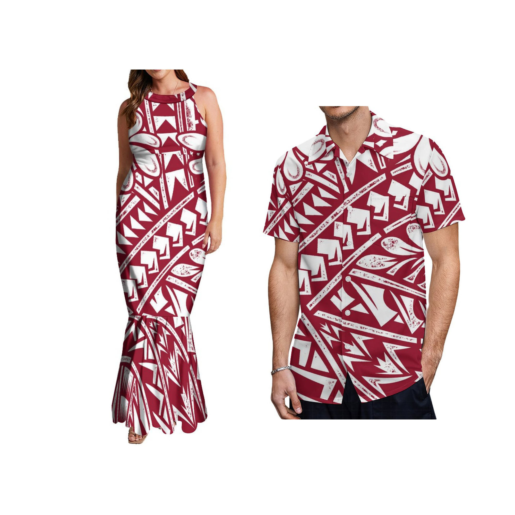 Maxi Dress Halter - Wholesale Custom Polynesian Tonga Tribal Design