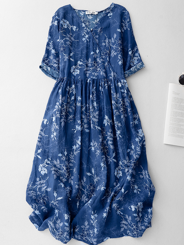 Midi Skirt Floral - Blue Floral Print Midi Skirt Dress