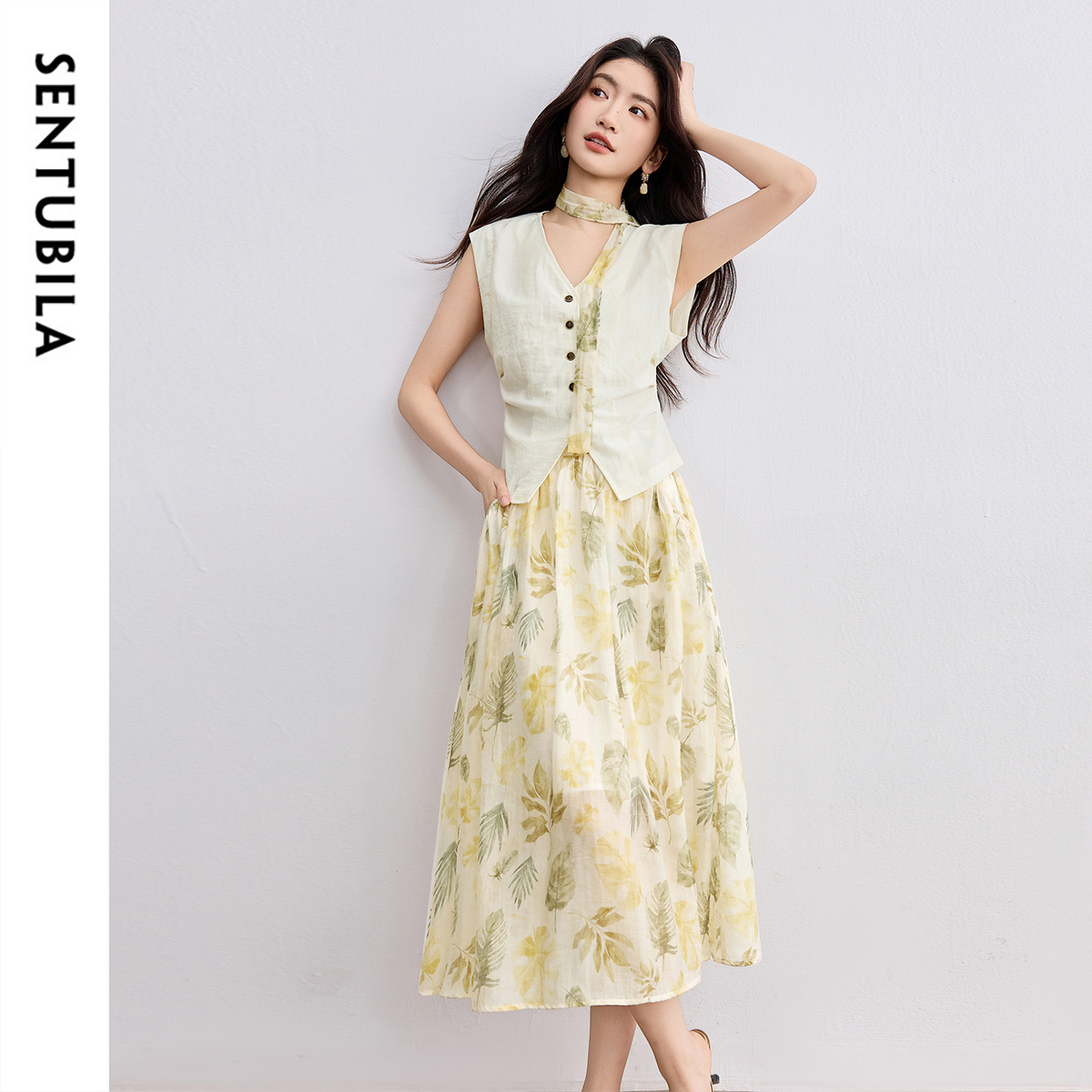 Midi Skirt Floral - SENTUBILA Elegant Skirt Holiday Set Woman