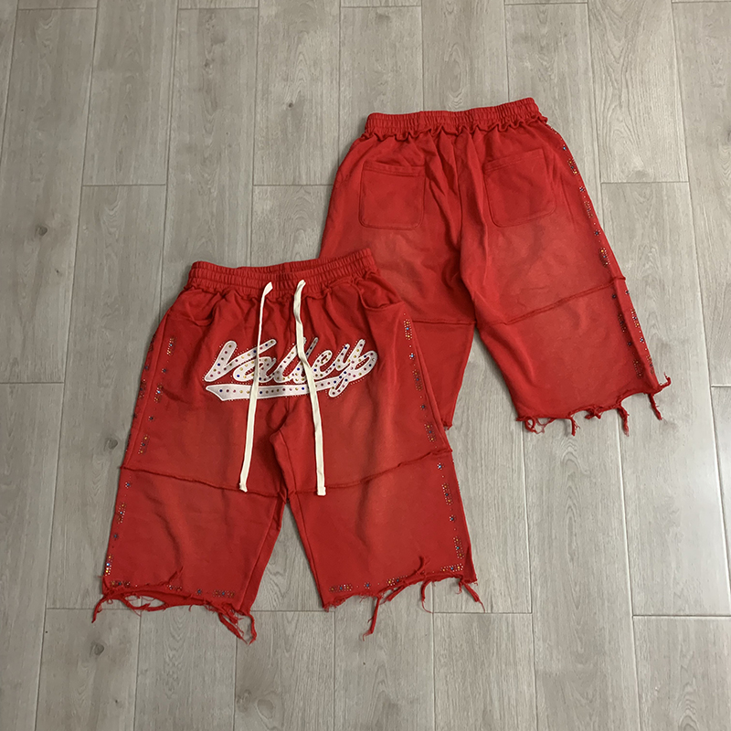 Shorts Denim Frayed - VALLEY Men Black Knee Casual Shorts