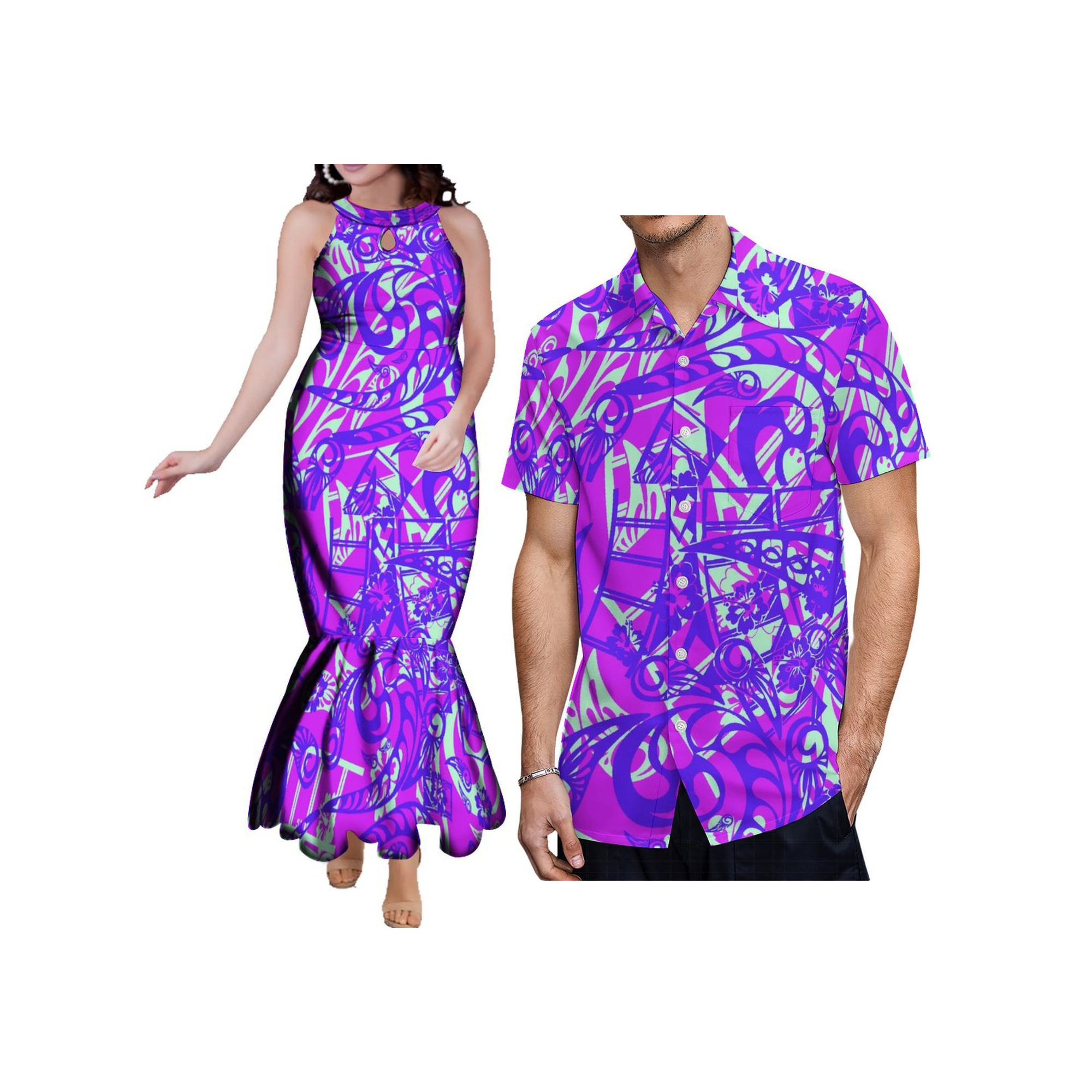 Maxi Dress Halter - Customized Couples Clothes Big Size Aloha