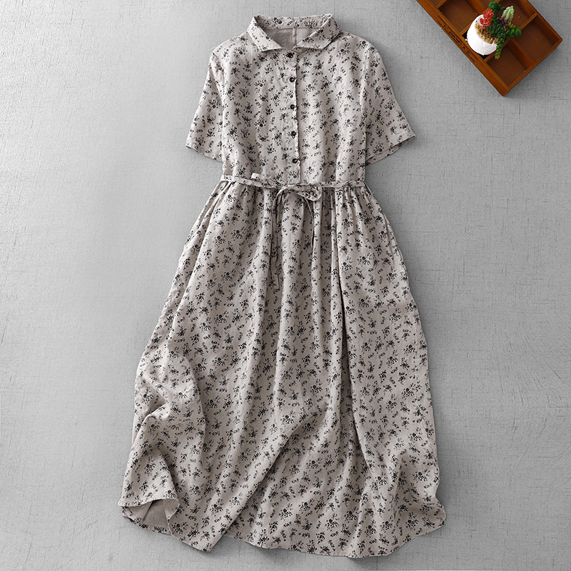 Midi Skirt Floral - Summer Floral Cotton Linen Dr Midi