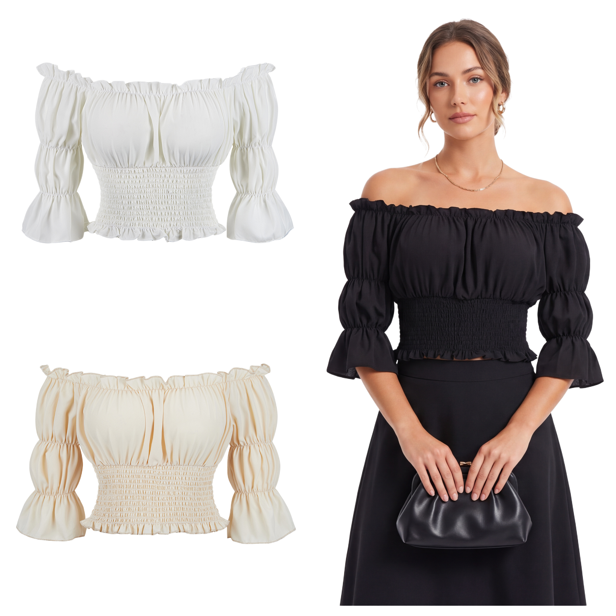 Blouse Off Shoulder - Renaissance Blouse Women Top with Short