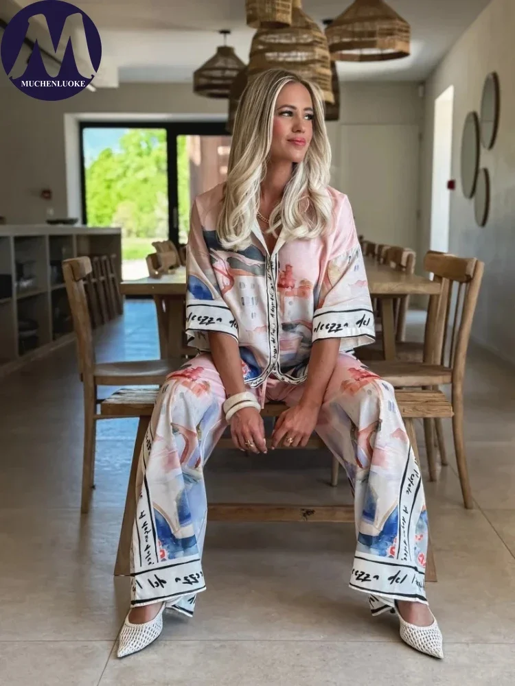 Linen Pant Wide - 2 Pieces Set for Woman Summer
