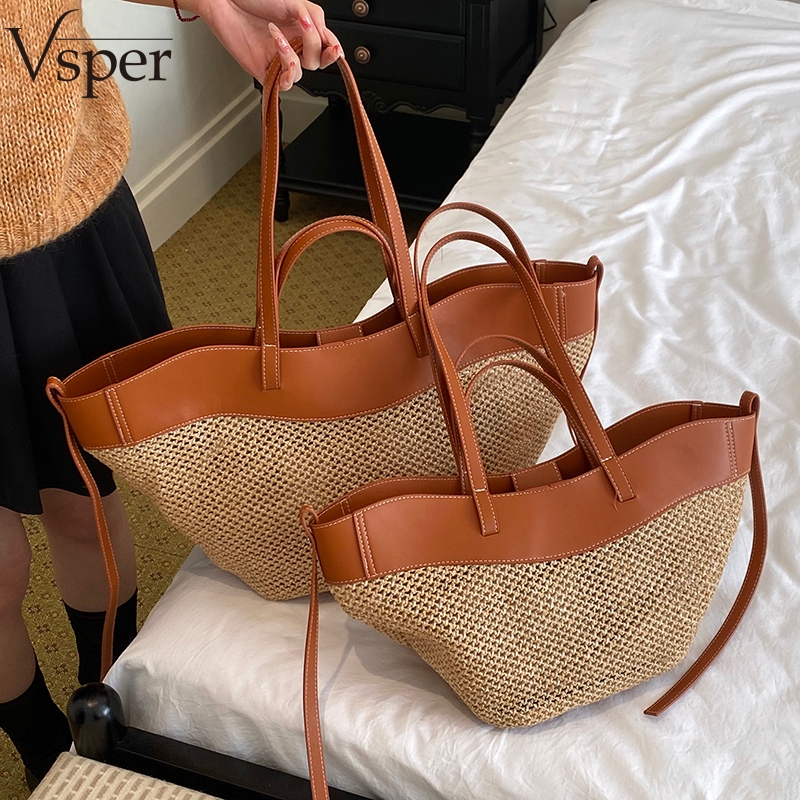 Crochet Bag Raffia - Vsper Branded Straw Knitted Big Tote