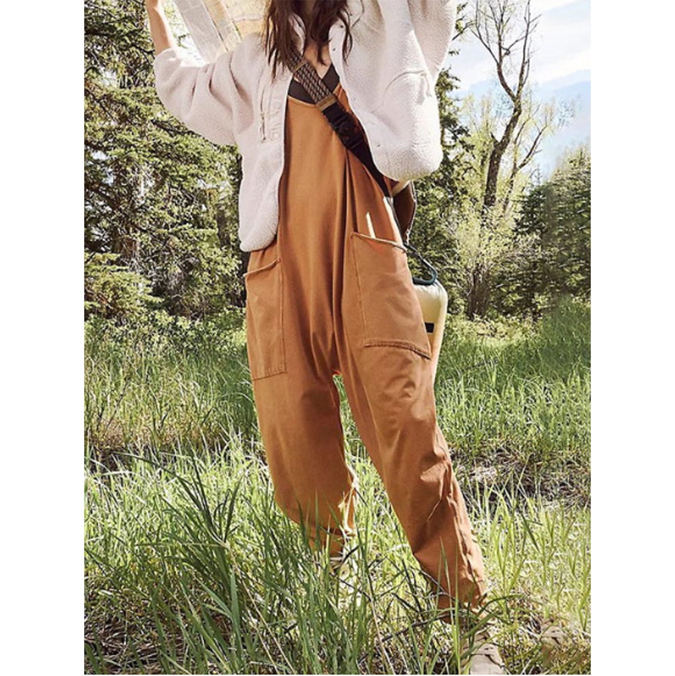 Jumpsuit Linen Relaxed - Loose Summer Jumpsuit Casual Wide Leg