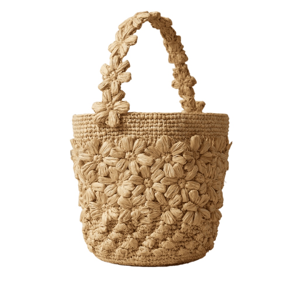 Crochet Bag Raffia - Women Summer Raffia Woven Bucket Bag