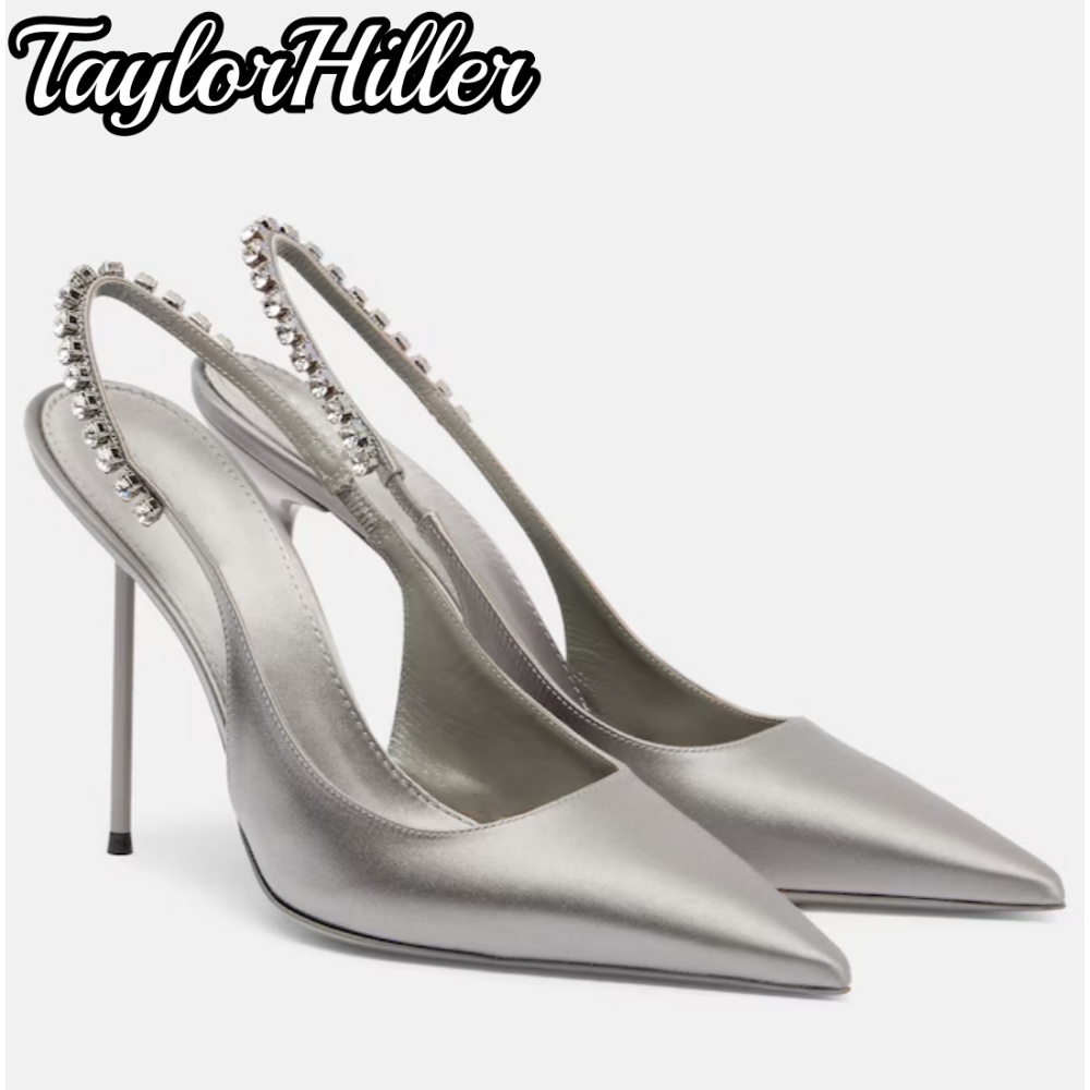 Sandal Strappy Heeled - Luxury Strappy Rhinestones Decor Heeled Sandals