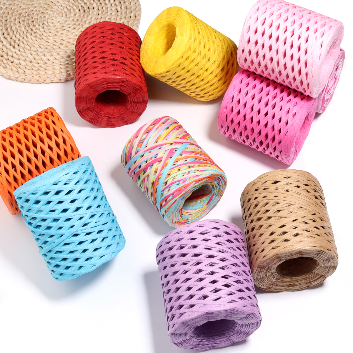 Crochet Bag Raffia - 80-200M/Roll 4mm Colored Raffia Straw Yarn