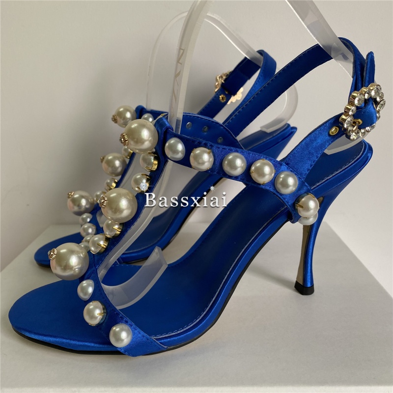 Pearl Bead Decor T-Strap Stile - Sandal Strappy Heeled review and price