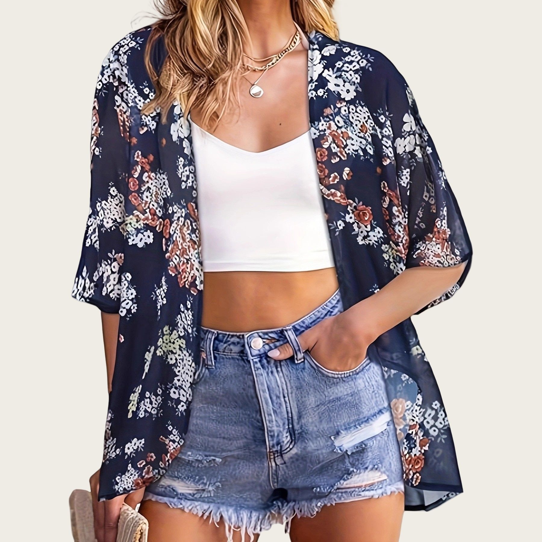 Swimsuit Woman 2025 Kimono Car - Kimono Sheer Floral review and price