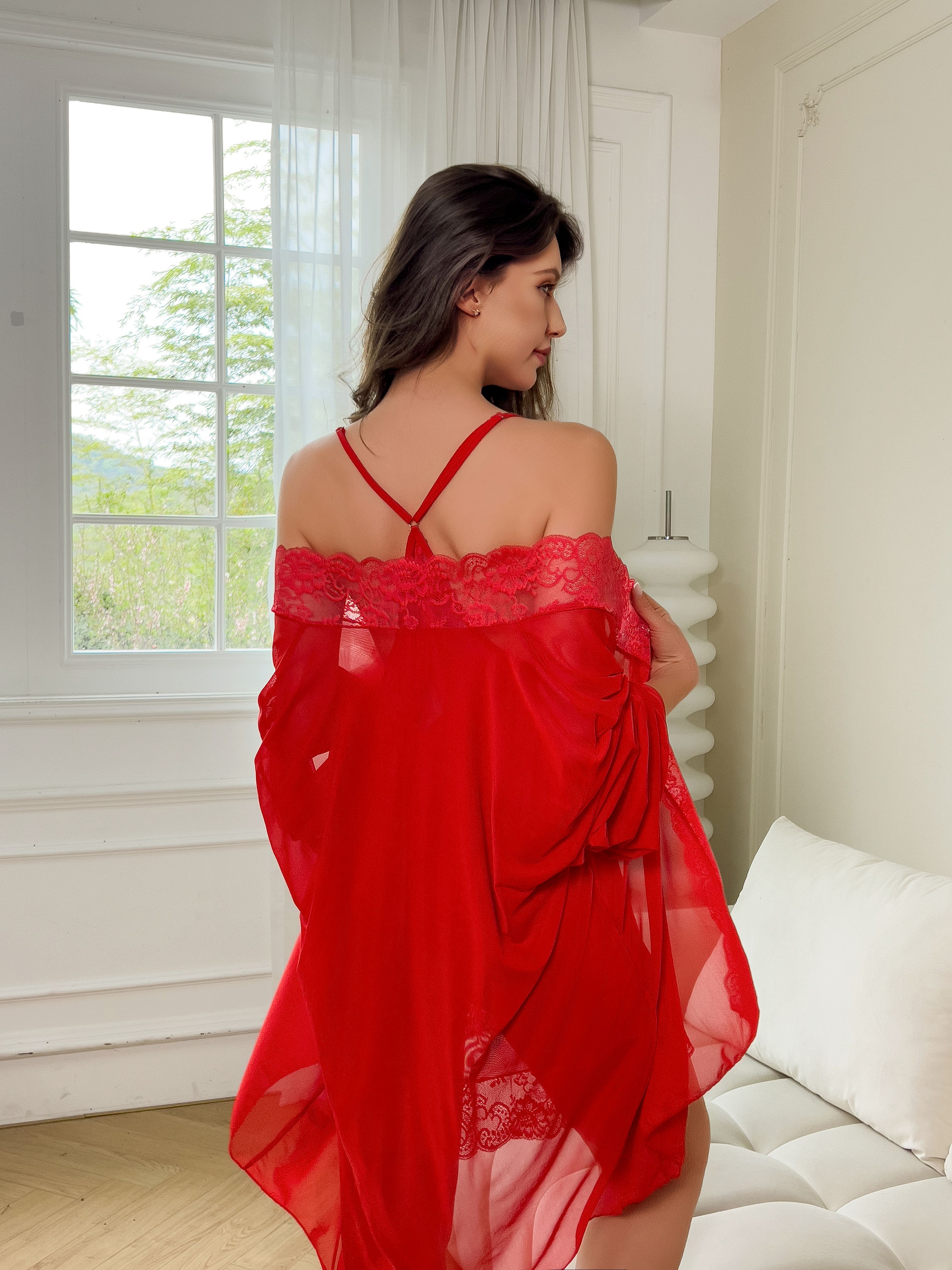 Plus Size Women Sexy Red Sheer - Kimono Sheer Floral review and price
