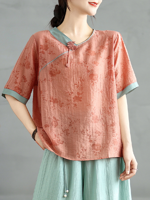 Chinese Floral Print Linen Sil - Linen Pant Wide review and price