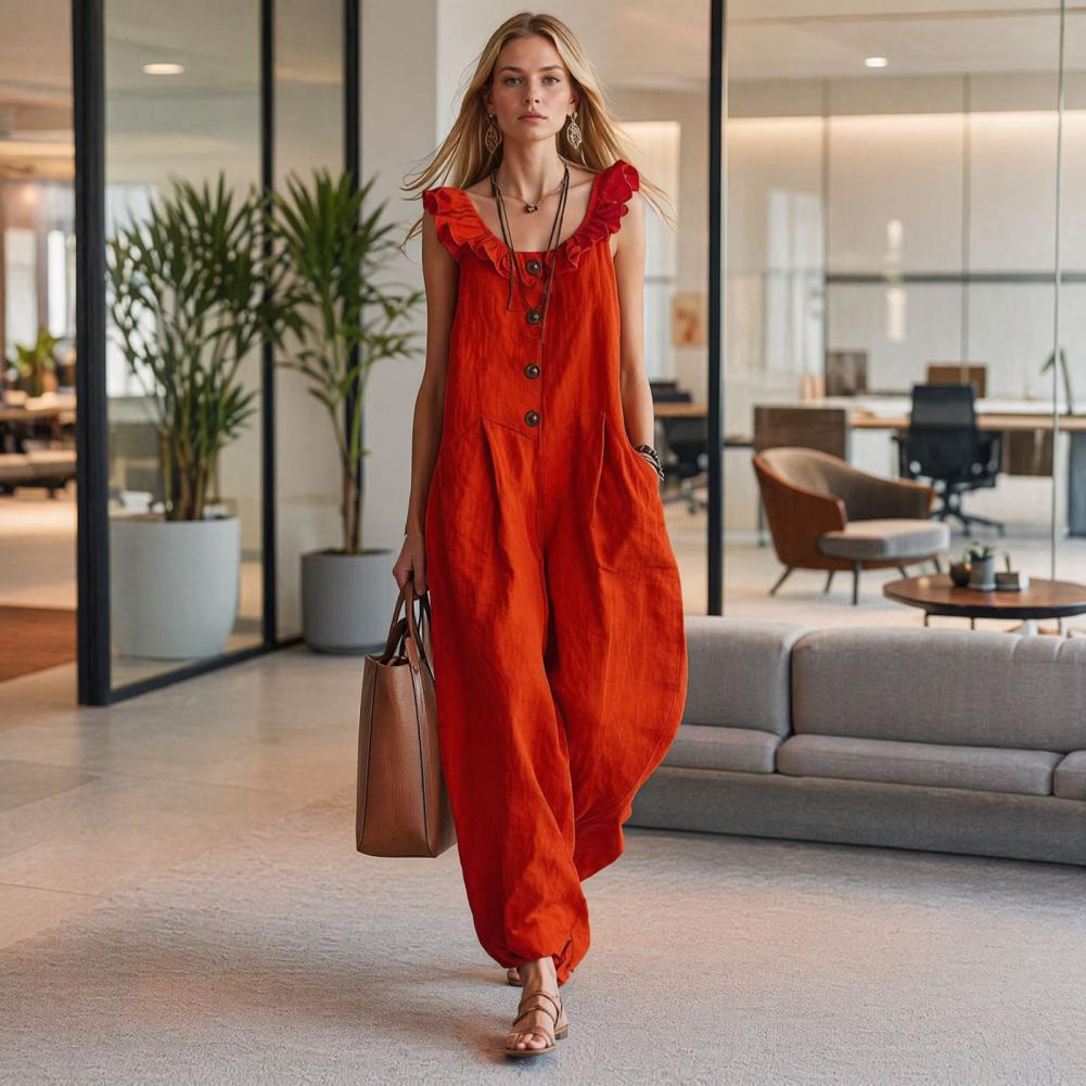 Women Jumpsuit Breathable Rela - Jumpsuit Linen Relaxed review and price