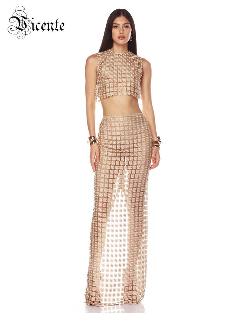 VC Stylish Beige Sleeveless Cr - Crop Top Crochet review and price
