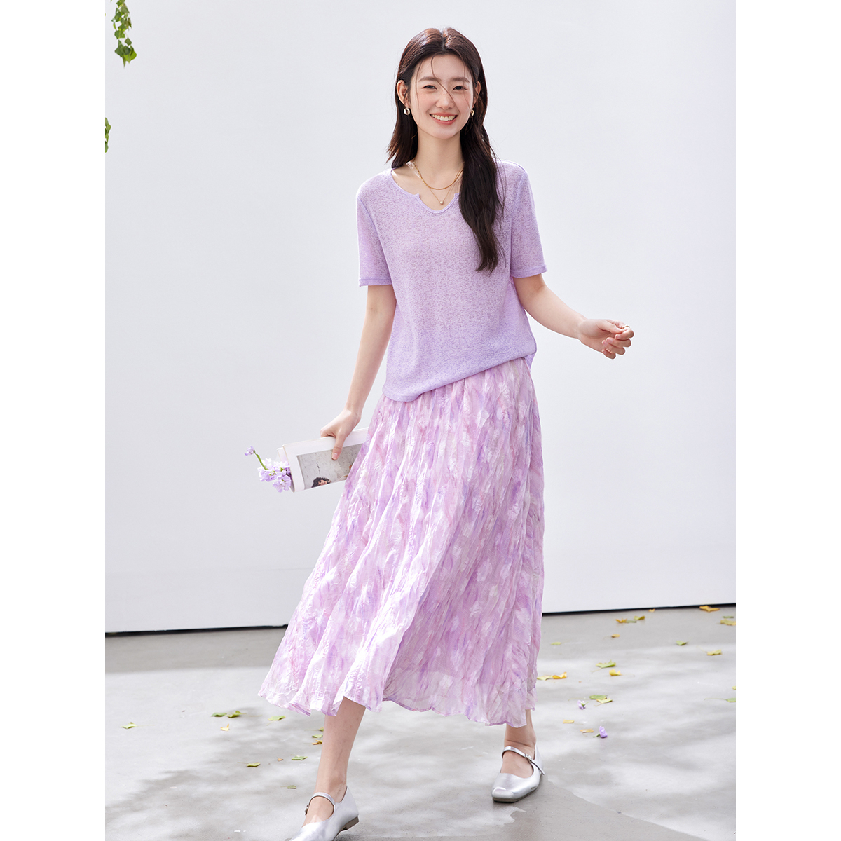 VIMLY Women's Purple Floral Pr - Midi Skirt Floral review and price