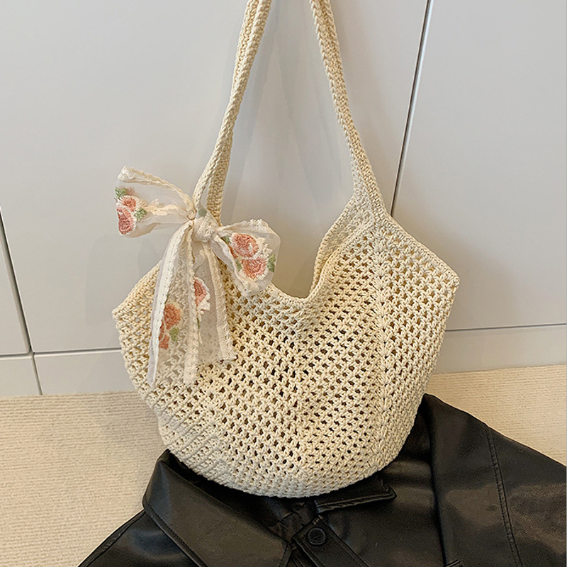 Summer Lace Bow Tote Bags Wome - Crochet Bag Raffia review and price