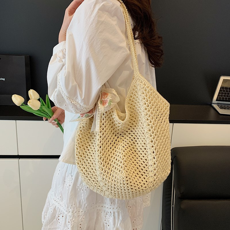 Summer Lace Bow Tote Bags Wome - Crochet Bag Raffia review and price