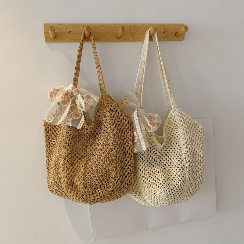 Summer Lace Bow Tote Bags Wome - Crochet Bag Raffia review and price