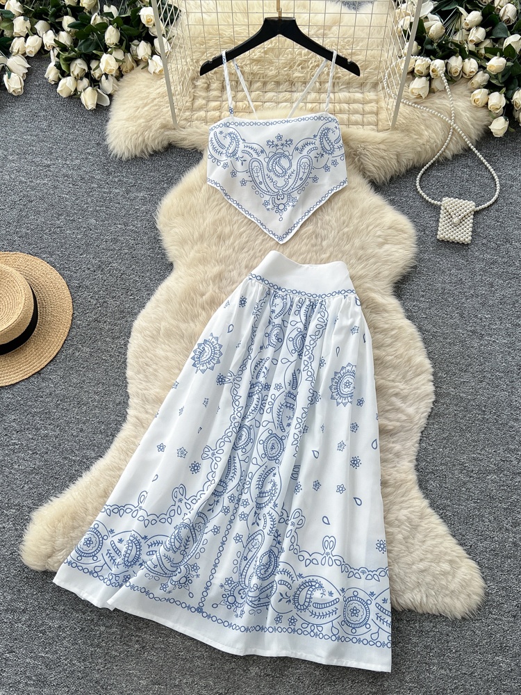 Summer Floral Embroidery Two-P - Maxi Dress Halter review and price