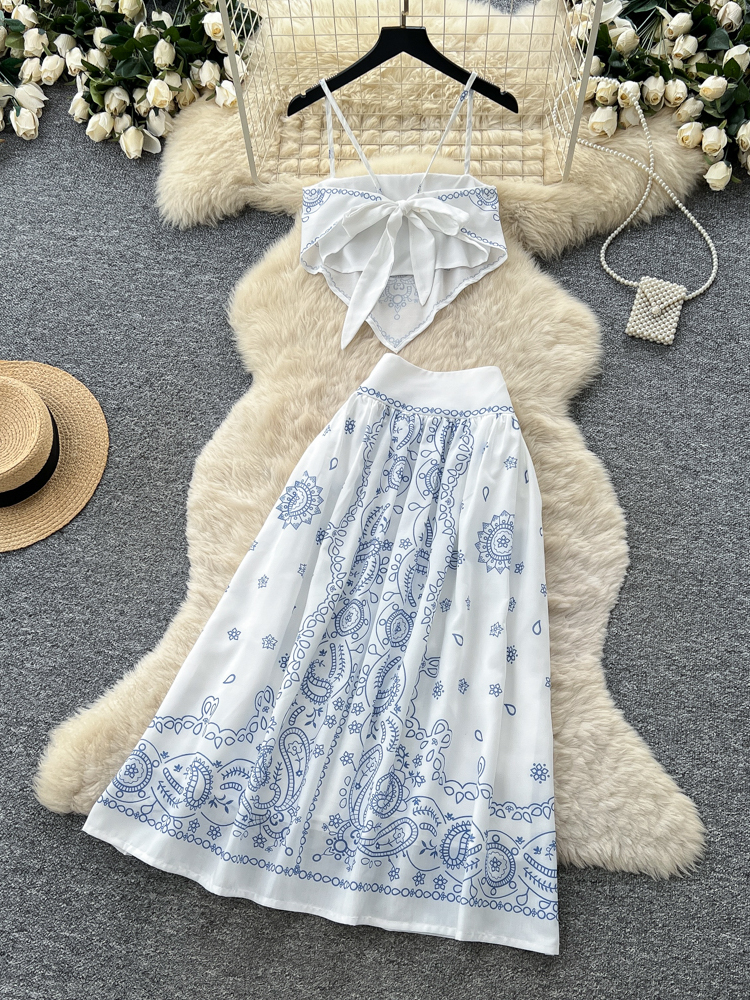 Summer Floral Embroidery Two-P - Maxi Dress Halter review and price