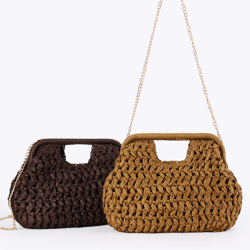 Elegant Ladies Chain Hand Knit - Crochet Bag Raffia review and price