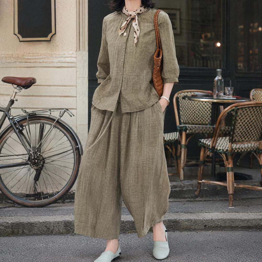 2026 Plus Size Casual Suit Wom - Linen Pant Wide review and price