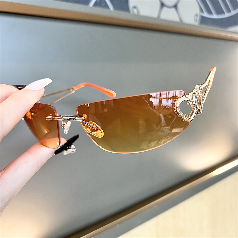 New Oval Cat Eye Frameless Mer - Sunglasses Cat Eye review and price