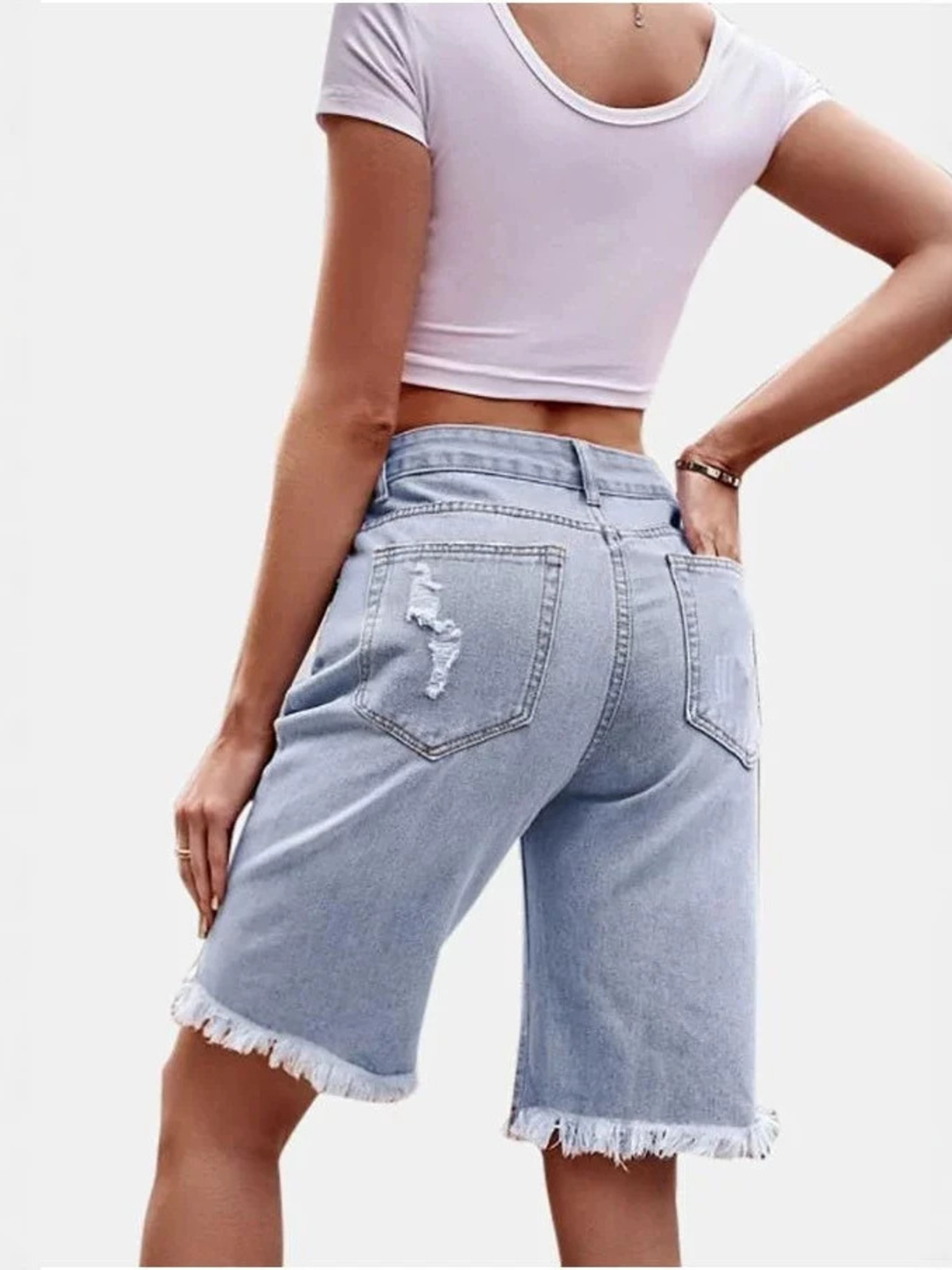 Women's High Waist Ripped Cott - Shorts Denim Frayed review and price