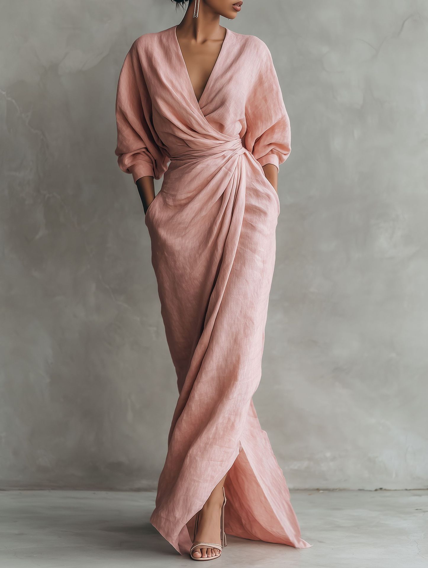 Women Linen Blend Wrap Maxi Dr - Linen Dress Wrap review and price