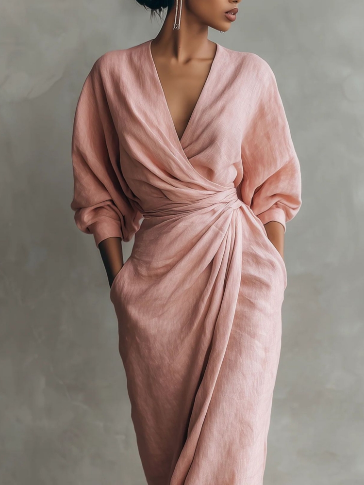 Women Linen Blend Wrap Maxi Dr - Linen Dress Wrap review and price