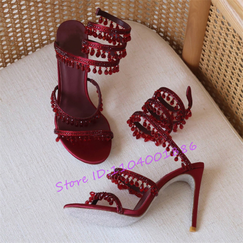 Rhinestone Snake Shape Ankle S - Sandal Strappy Heeled review and price