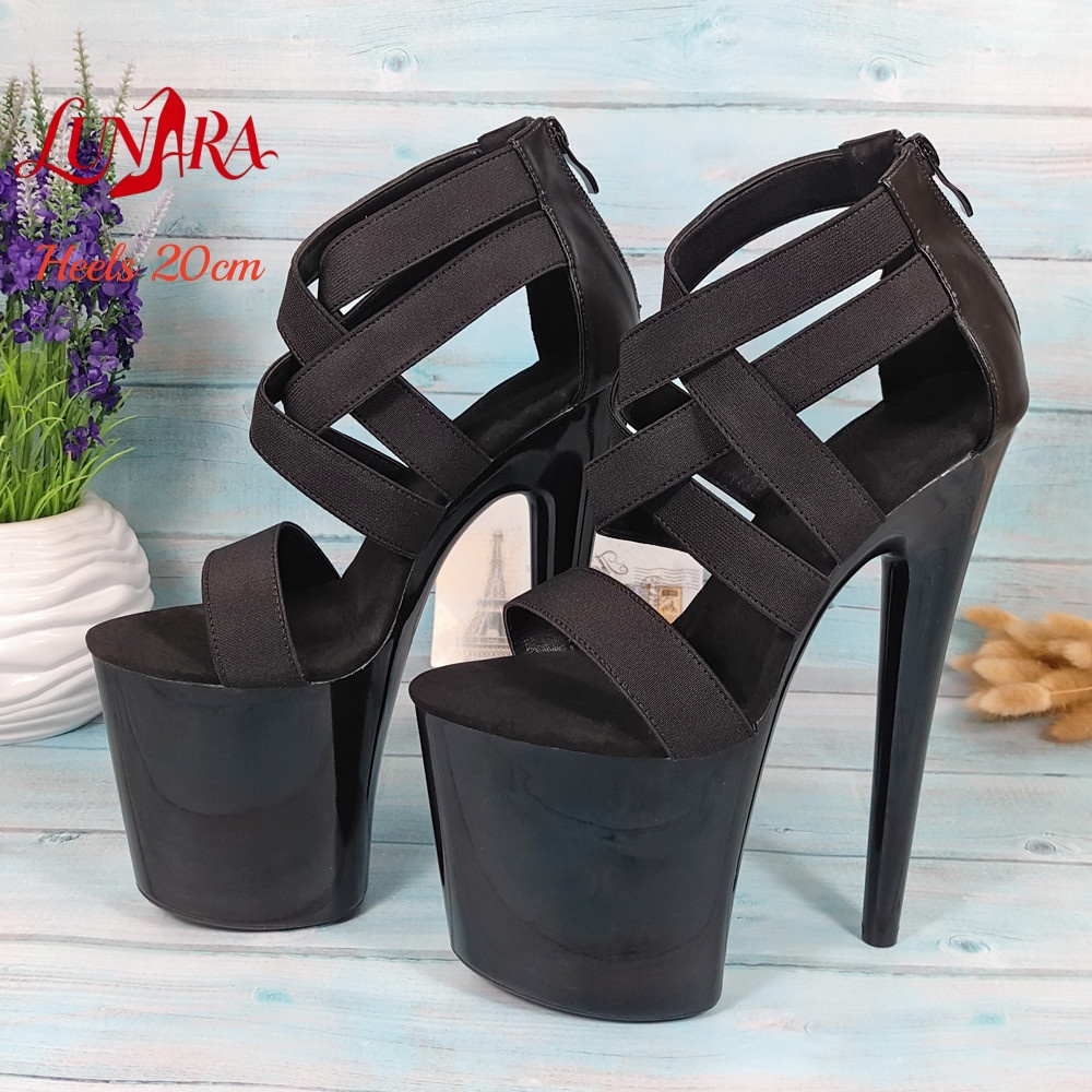 Womens 20cm/8Inch Black Strapp - Sandal Strappy Heeled review and price