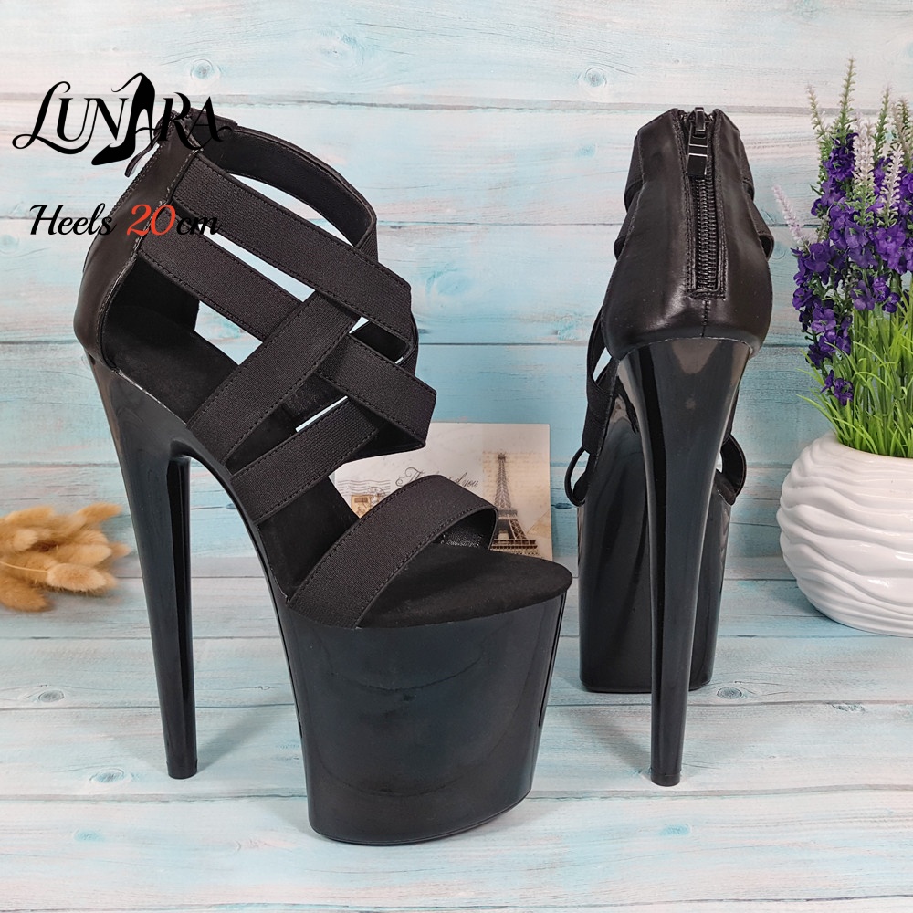 Womens 20cm/8Inch Black Strapp - Sandal Strappy Heeled review and price