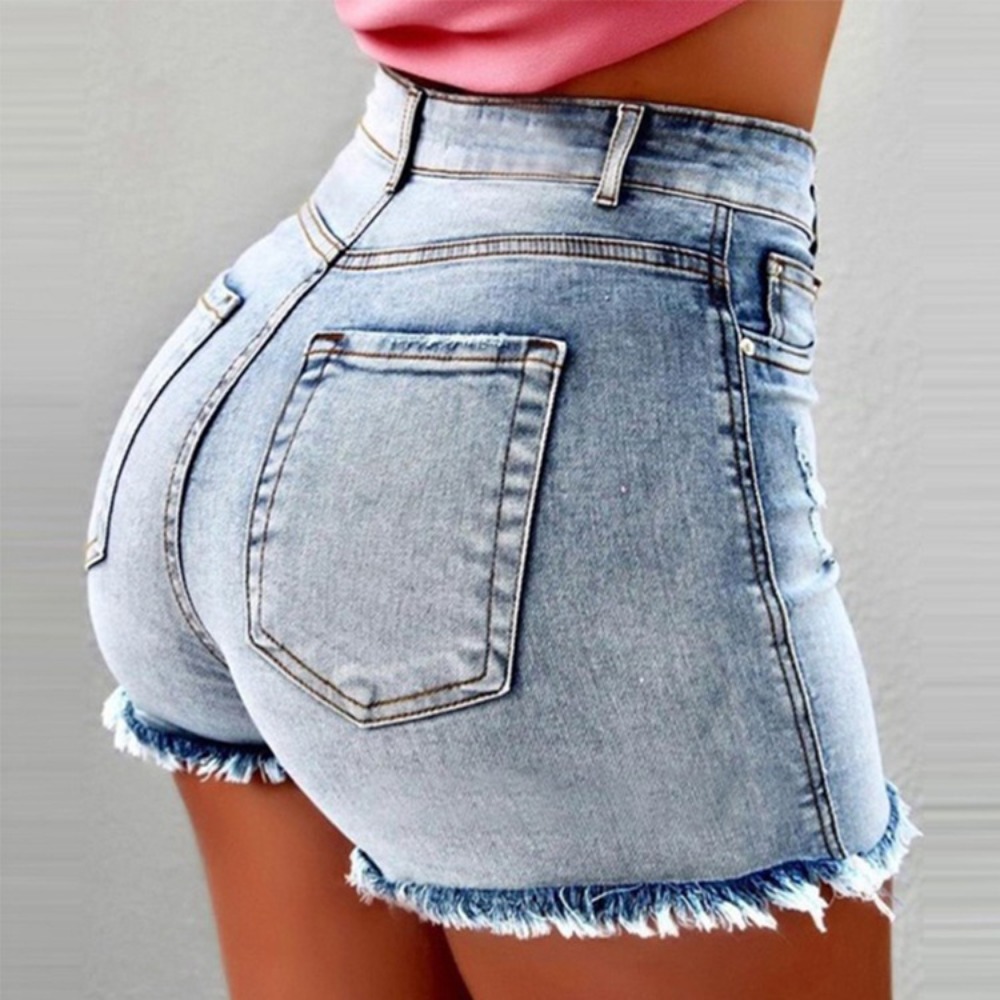 Women's High Waisted Denim Sho - Shorts Denim Frayed review and price