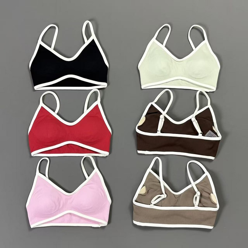 Women Contrastline Yoga Bra V  - Crop Top Crochet review and price