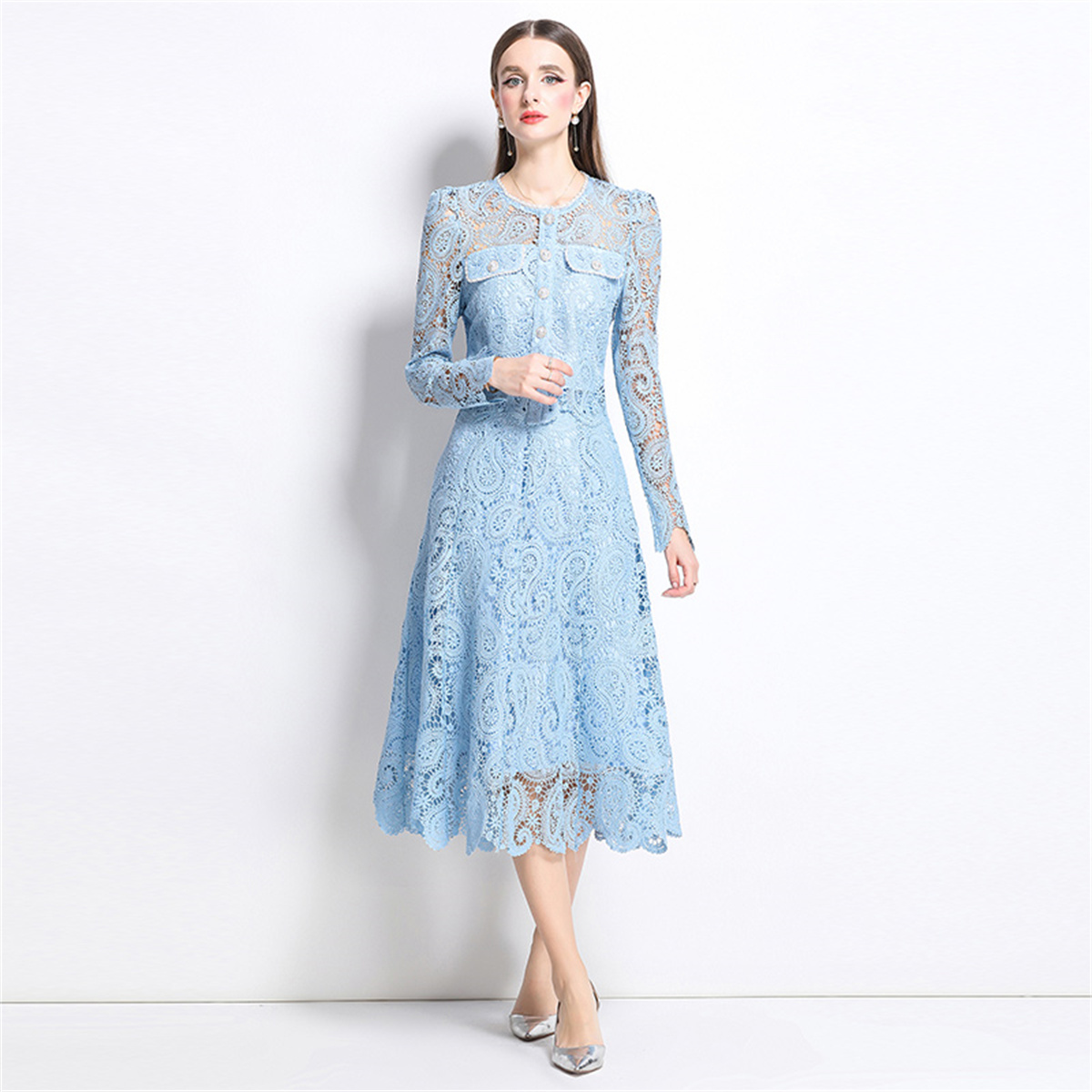 Spring Sweet Lace Flower Embro - Midi Skirt Floral review and price