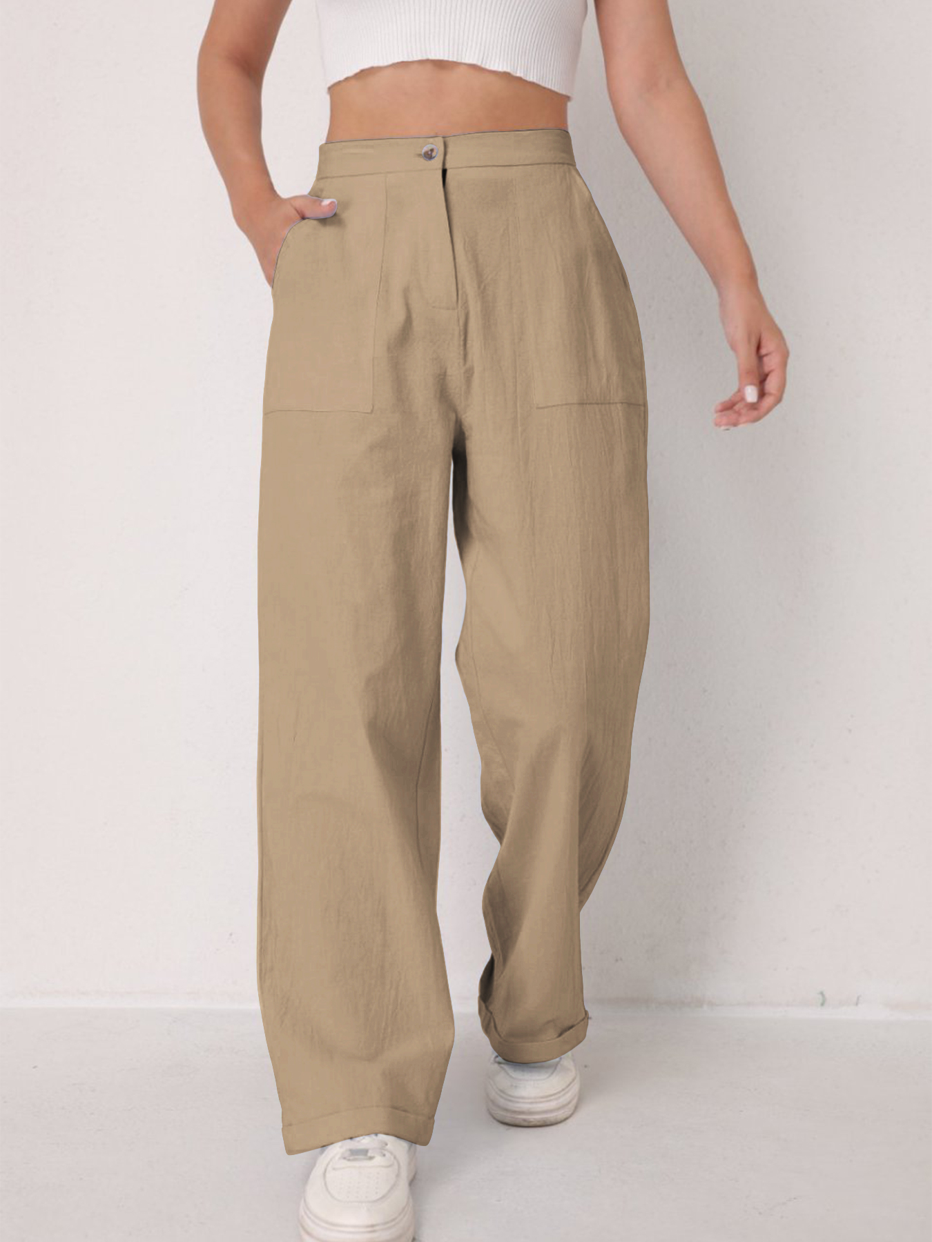 Elegant Solid Color Linen Wide - Linen Pant Wide review and price