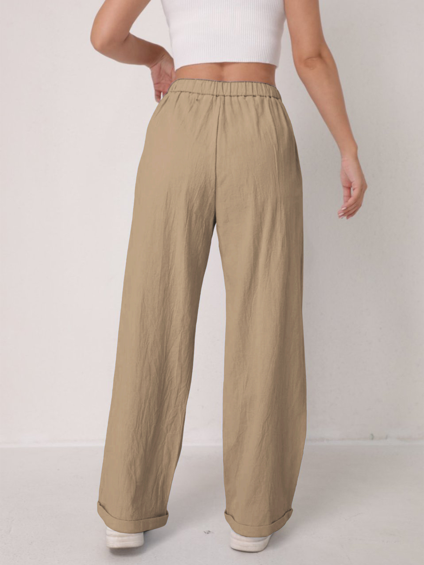 Elegant Solid Color Linen Wide - Linen Pant Wide review and price