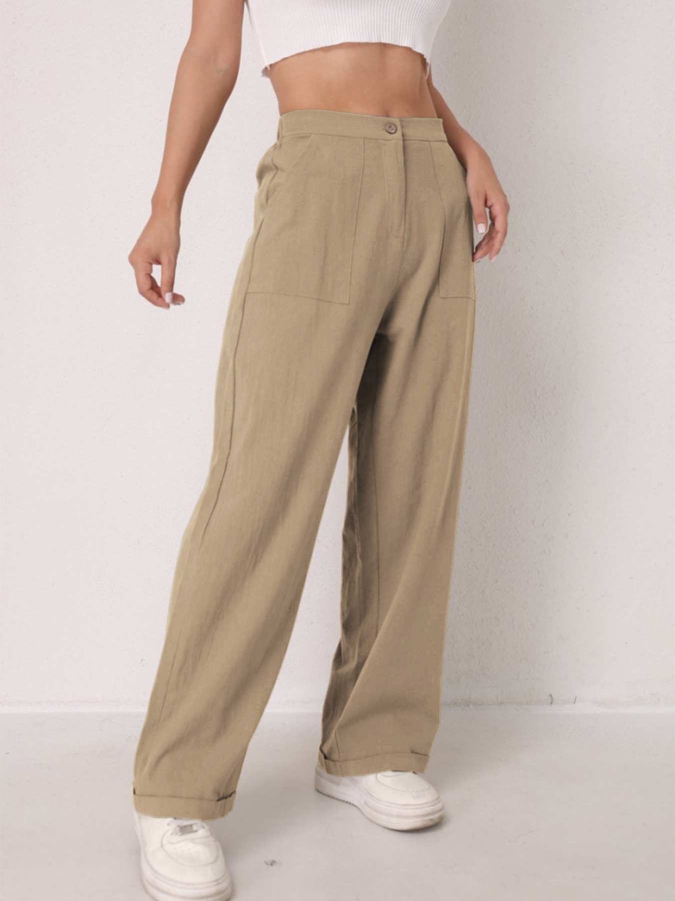 Elegant Solid Color Linen Wide - Linen Pant Wide review and price