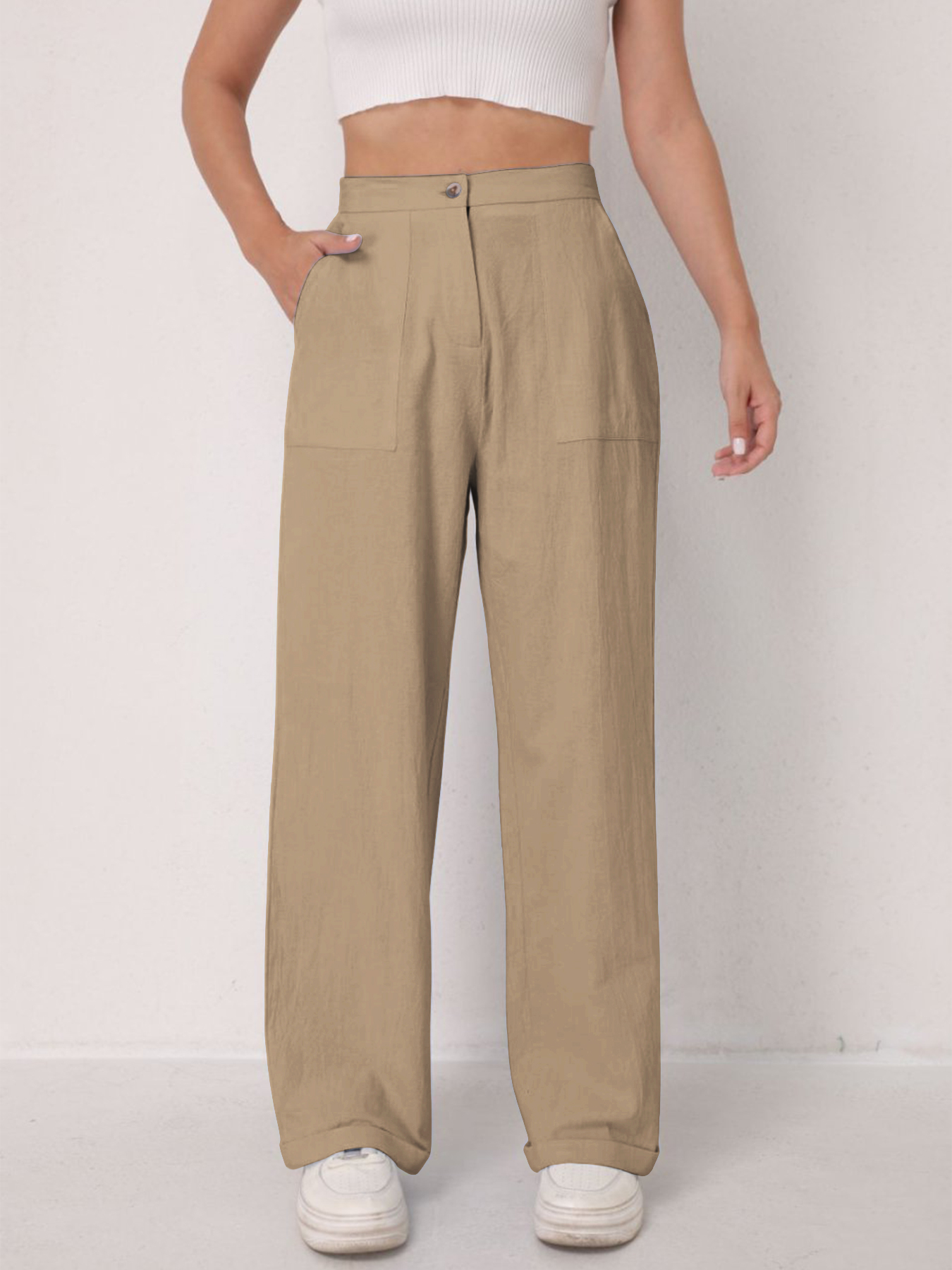 Elegant Solid Color Linen Wide - Linen Pant Wide review and price