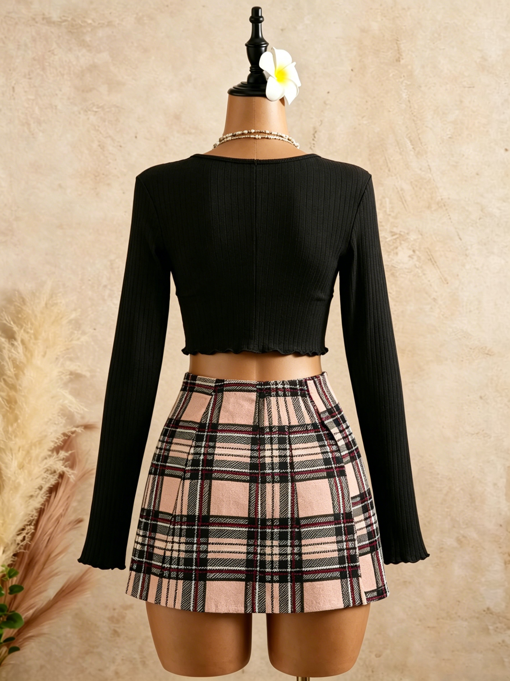 Women Black Wrap V Neck Ruffle - Crop Top Crochet review and price