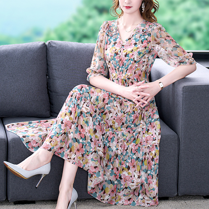 Summer Floral Natural Silk V-N - Midi Skirt Floral review and price