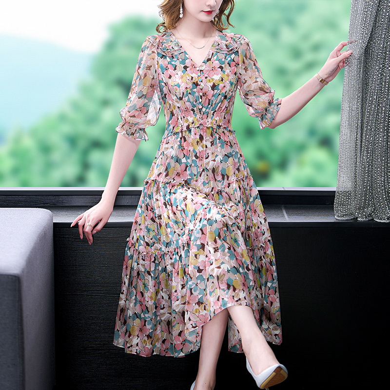 Summer Floral Natural Silk V-N - Midi Skirt Floral review and price