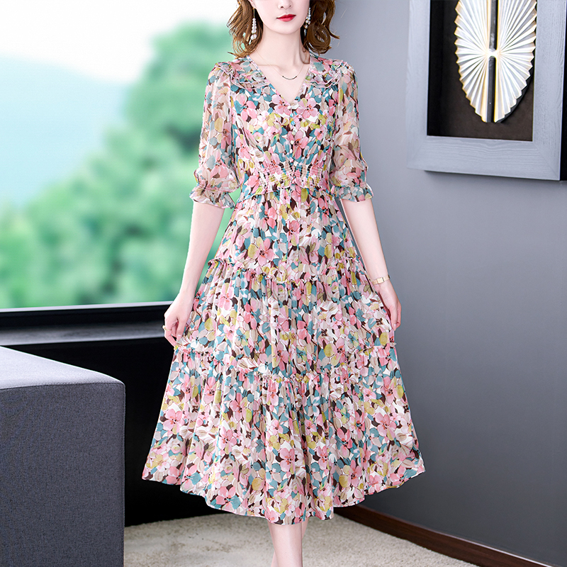 Summer Floral Natural Silk V-N - Midi Skirt Floral review and price